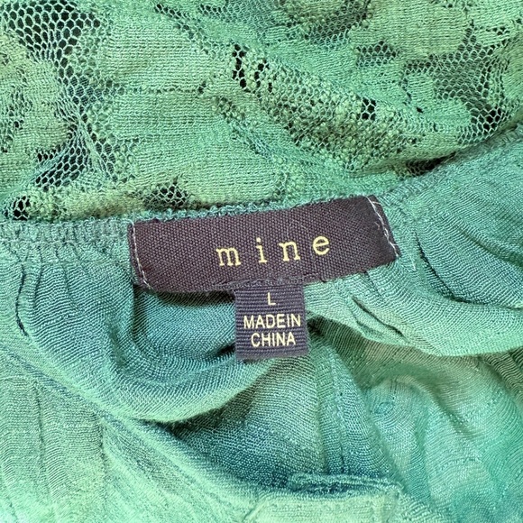 Mine Green Button Up Front Tie Blouse (L) - Picture 6 of 8